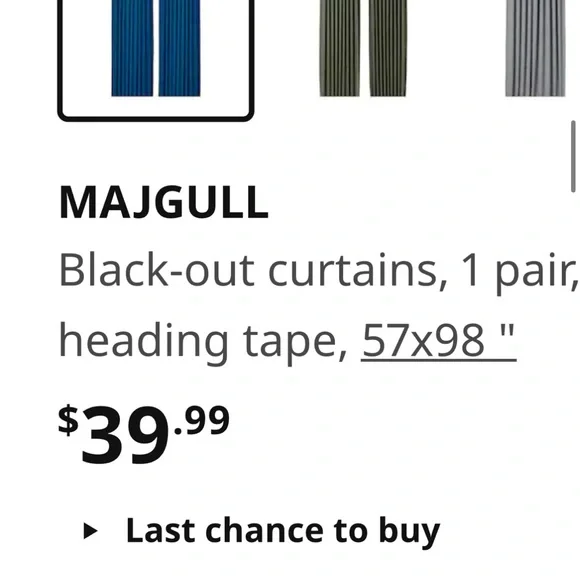 NWT IKEA MAJGULL Dark Blue Curtains - 2 Pairs available (4 panels total) - Picture 11 of 11